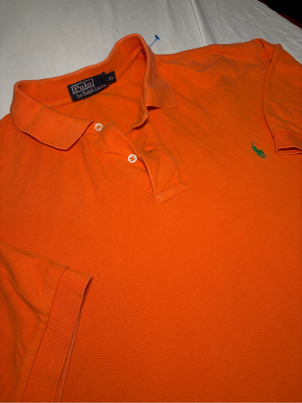 Ralph Lauren Orange Polo with Green Pony Logo Size XL